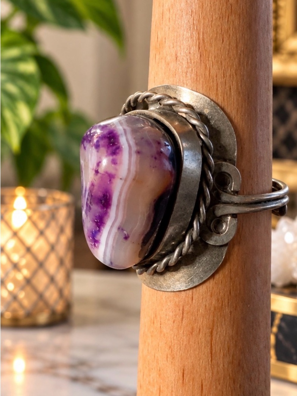 Agate Natural Stone Purple Banded
